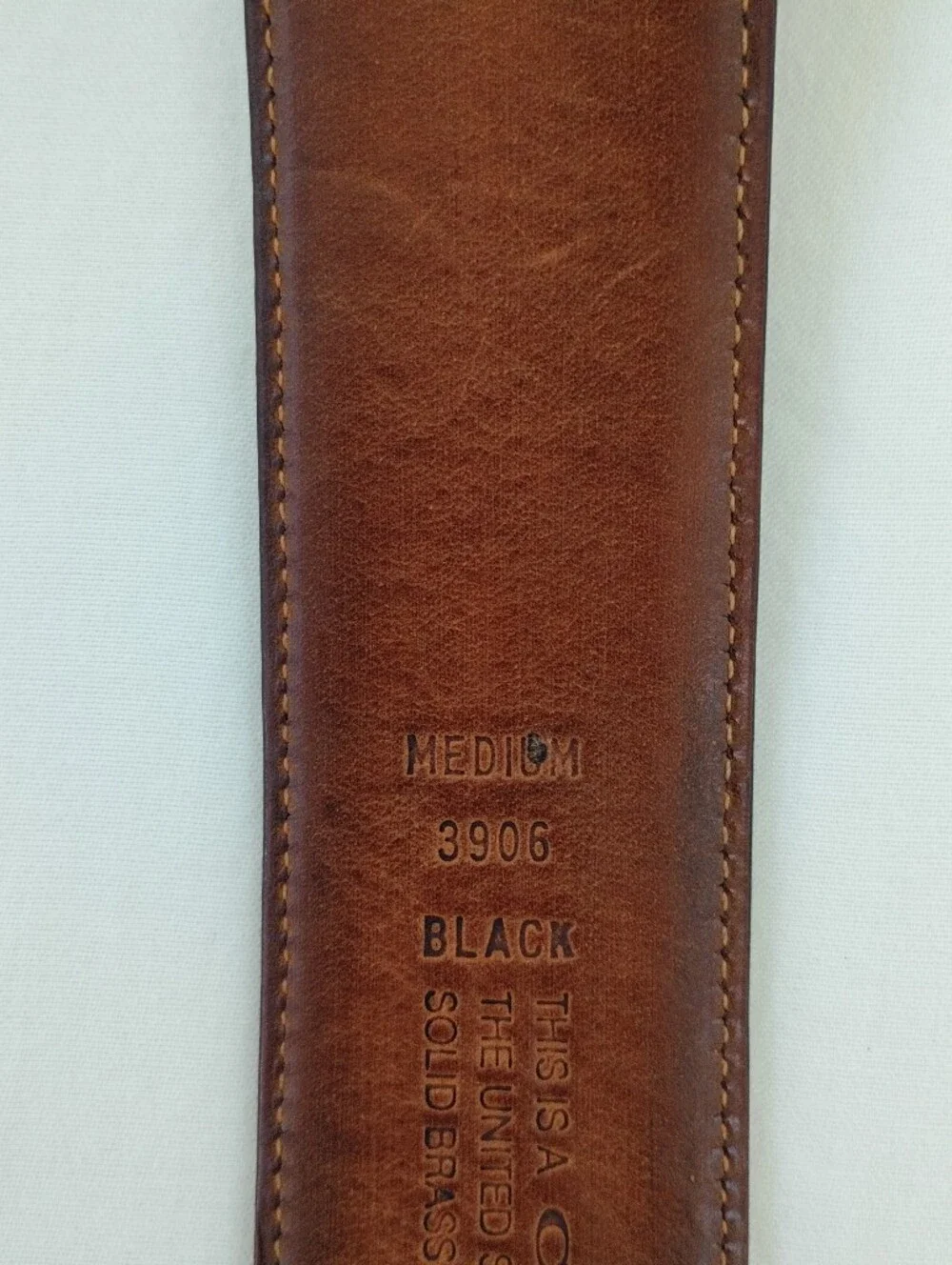 VTG COACH Belt Men's M Black French Calfskin Suede Lining Brass Buckle USA #3906